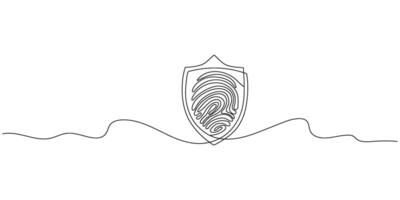 Fingerprint security sign line icon. Continuous single line with curl. Fingerprint access sign. Loop curve pattern. vector