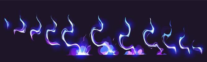 Thunder bolt blue strike, lightning game sprite fx vector