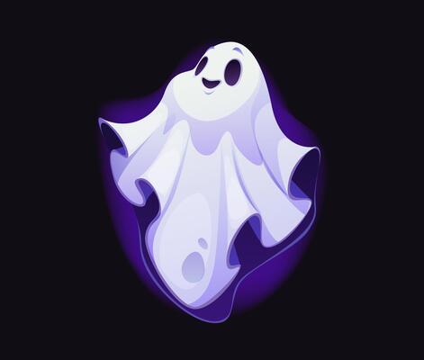 Cartoon Halloween ghost character with happy face