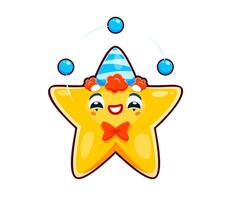 Cartoon kawaii star clown character juggling balls vector