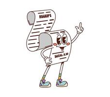 Retro groovy purchase receipt finance character vector