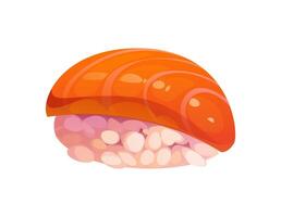 Cartoon nigiri sushi with a slice of salmon on top vector