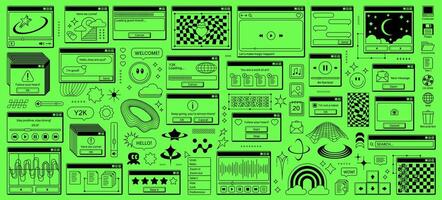 Y2k retro rave window browser sticker, old page vector