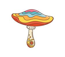 Cartoon retro hippie groovy psychedelic mushroom vector