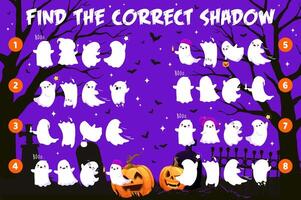 Find the correct shadow of kawaii ghost characters vector