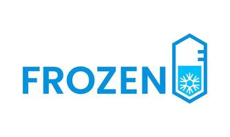 Frozen product icon with ice crystal and snowflake vector