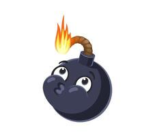 Cartoon bomb character blowing out sparkling fuse vector