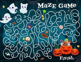 Halloween labyrinth maze, help to ghost find exit vector