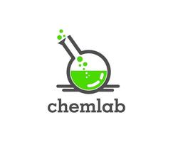 Science lab icon, chemical laboratory test flask vector