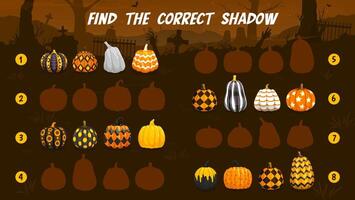 Find correct shadow of Halloween patterned pumpkin vector