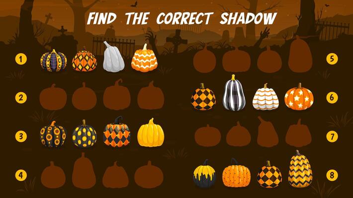 Find correct shadow of Halloween patterned pumpkin