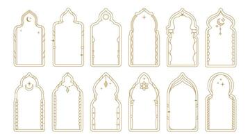 Ramadan arabian boho arch, muslim frame linear set vector