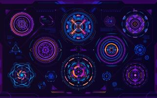 Futuristic circular HUD sci fi digital elements vector