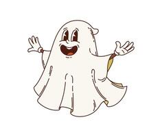 Retro groovy Halloween ghost or spook character. vector