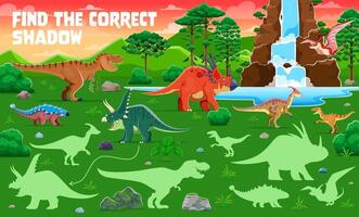 Find correct shadow of prehistoric dinosaurs, game vector
