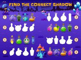 Find the correct shadow of Halloween magic potion vector