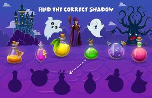 Find correct shadow of Halloween potion bottles vector