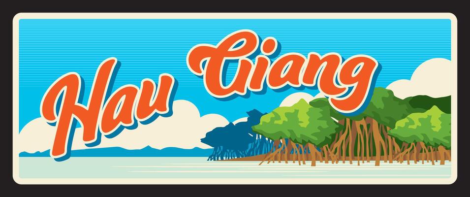 Hau Giang vietnamese region retro travel plate