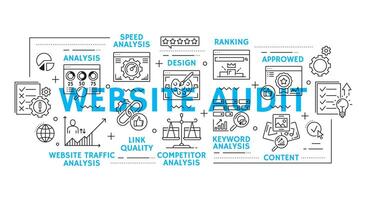 Web audit line icons, website analytics, analysis vector