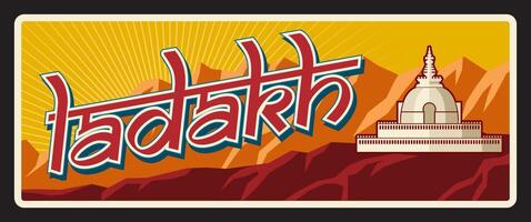 Ladakh Indian state retro travel plate vector