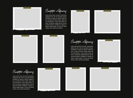 Photo frame collage with text design template vector
