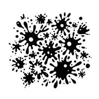 Liquid shapes, frames with uneven wavy edge set, composition. Water, fluid, paint, puddle, stain, rounded blot with splashes, drops, blobs, droplets. Design elements, backgrounds. vector