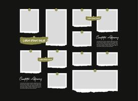 collage abstract photo frames and digital photo wall template vector