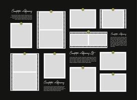 abstract photo frames and digital photo wall template vector