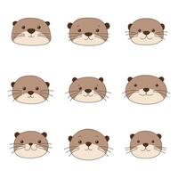 Cute otter set in kids style vector
