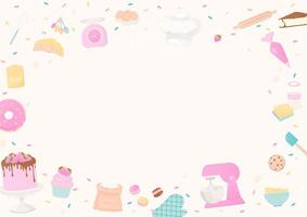 Bakery and baking utensils frame background vector