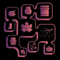 Autumn icons. Chromatic full autumn icons. Symbols of autumn. Color illustrations. vector