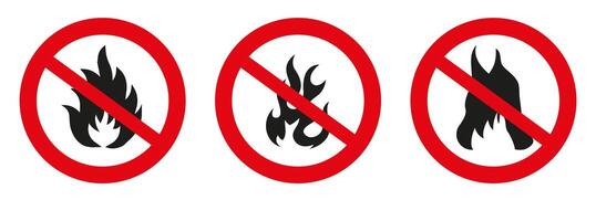 Do not smoke or use open flames. Signs open source of ignition and no smoking signs. vector