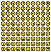 Round yellow signs with the meaning stop. Collection of warning and safety signs. Set of safety and caution signs. vector