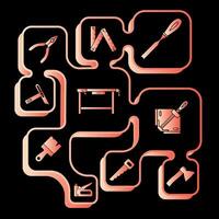 Tools icons. Chromatic full hand tool icons. A symbol of work. Color illustrations. vector