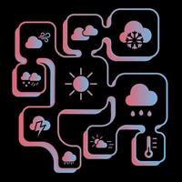 Weather forecast icons. Chromatic full weather icons. Weather symbol. Color illustrations. vector