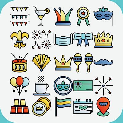 Mardi grass design icon pack