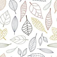 Abstract doodle leaves line art style seamless pattern vector