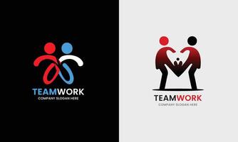 Teamwork partnership union team support group corporate network human company minimalist logo design sample vector