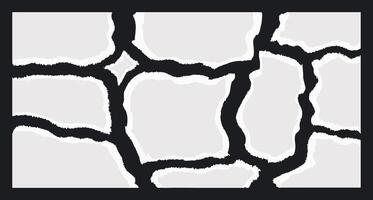 Torn Notebook Sheets of white paper for scrapbook. Ripped blank pages with jagged edges texture for Collages. Damaged notepad empty element for text. Old style Textbox vector