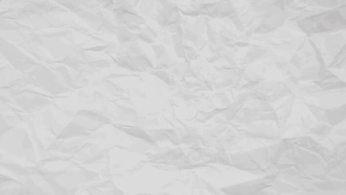 Realistic Crumpled white Paper texture. Blank background of Wrinkled Notebook Sheet pattern. Gray horizontal creasy surface banner