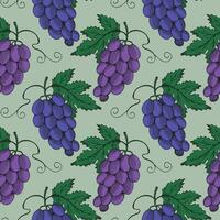 Flat grapes branches background. Hand drawn seamless pattern with grape seed, fruits. Design for textile, wrapping. The images are created without use of any artificial intelligence software vector
