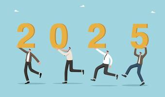 People are running with numbers 2025 vector