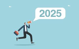 Man will announce new 2025 through loudspeaker vector