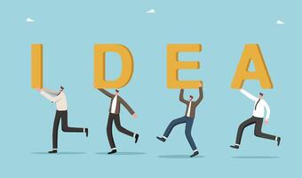 Men run with letters idea vector