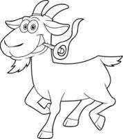 Outlined Funny Goat Cartoon Character Running And Smoking A Joint vector