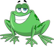Smiling Green Frog Cartoon Character vector