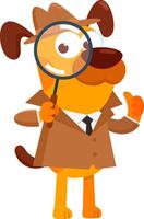 Detective Dog Cartoon Character Holding A Magnifying Glass vector