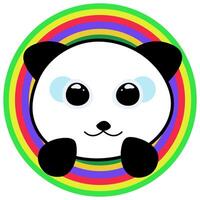 Cute panda face on colorful background vector