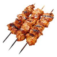 Grilled chicken skewers isolated on transparent background png