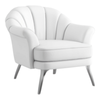 White accent luxury velvet sofa chair isolated on transparent background png